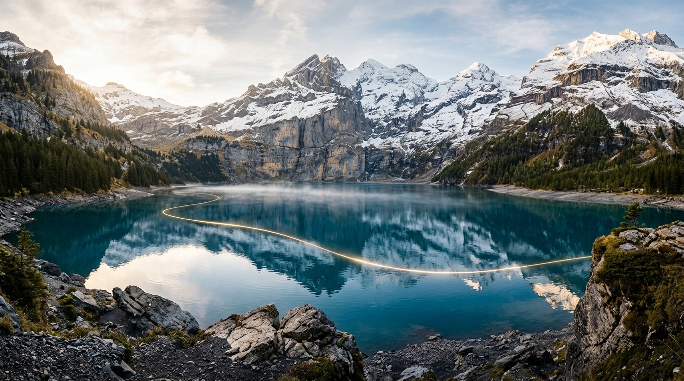 Aqua Mountain Lake Landscape